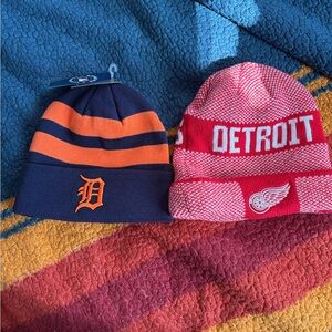 2 detroit winter beanies by fanatics tigers and red wings